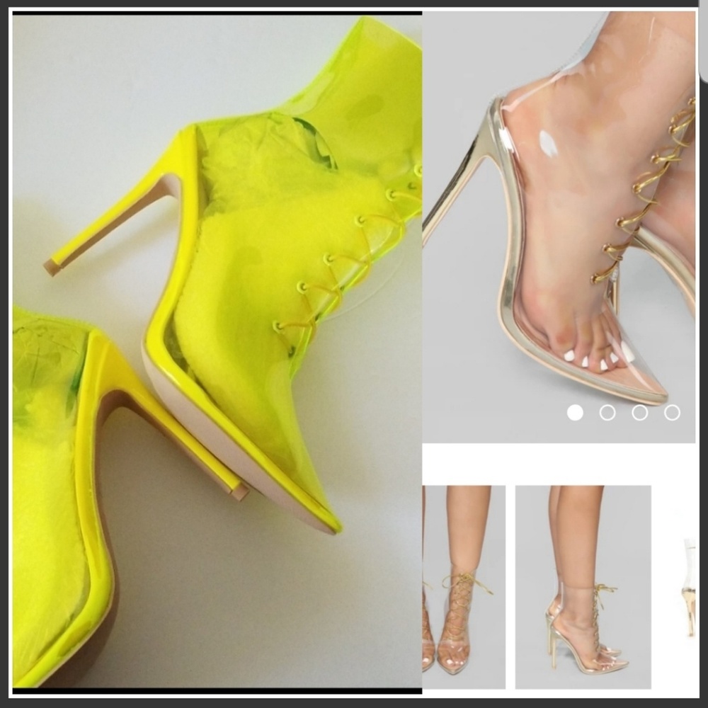 Clear Boots Fashion Nova Bootie Party Eclectic Translucent Neon See Through